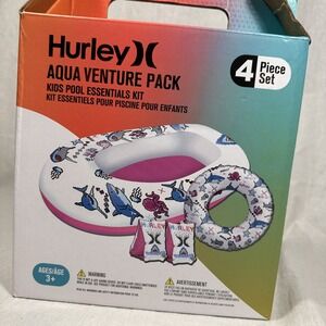 Inner Tube Floaties Hurley Aqua 4 Peice Venture Pool Pack Inflatable Kit kids 3+
